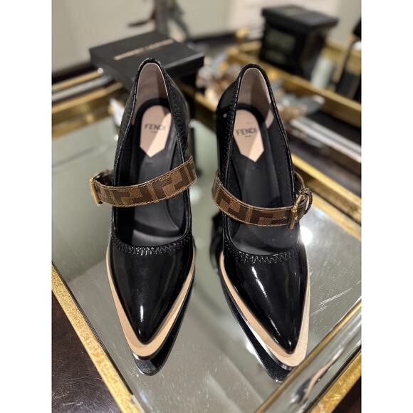 FENDI Zucca FF Logo Patent Leather Pumps Women's US 6 IT36 NWT - Picture 4 of 12